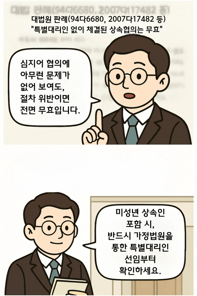 미성년 자녀가 상속인일 때, 특별대리인 선임 없이 분할하면 왜 위험한가 도표 4