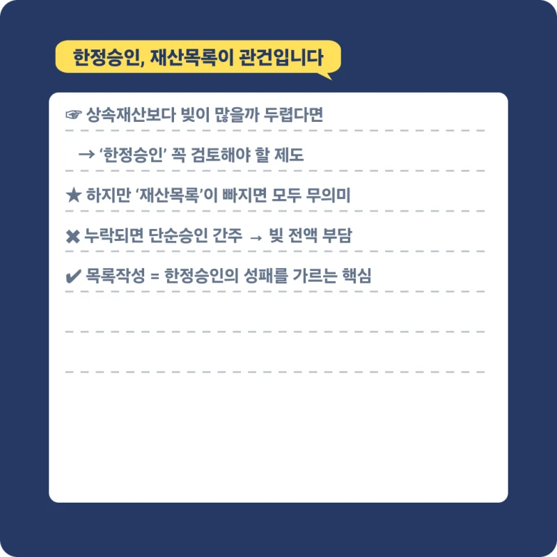 한정승인, 재산목록 작성 어떻게 해야 하나요? 도표 4
