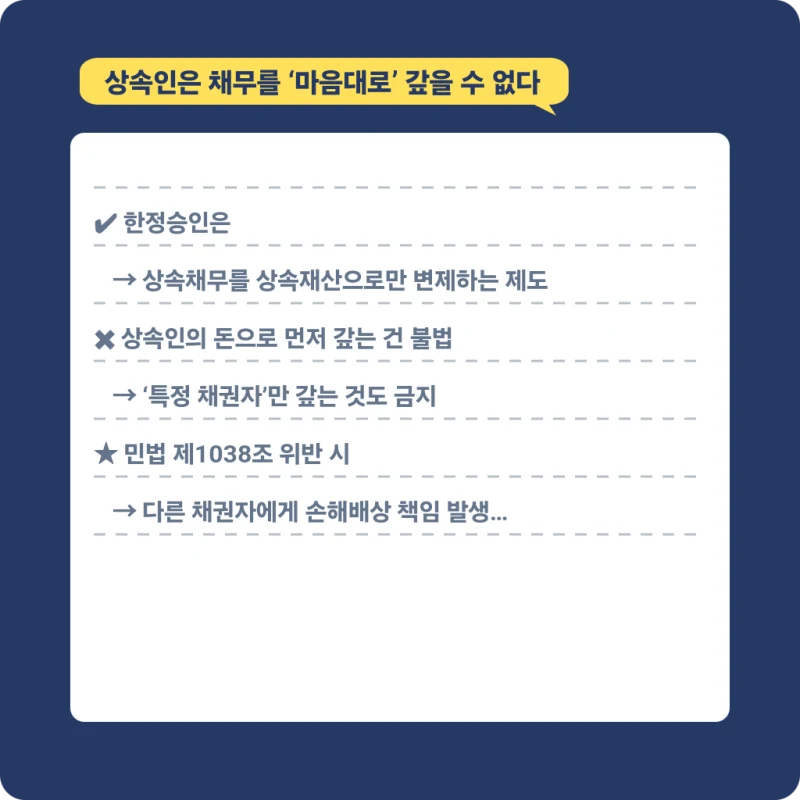 부당변제 - 한정승인 후 빚을 잘못 갚으시면 큰일날 수도 있습니다. 도표 3