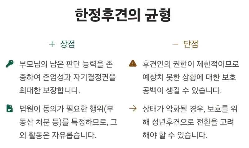 치매 부모님 성년후견 한정후견 비교, 어떤 것을 신청해야 할까요? 장단점과 차이점 완벽 비교 도표 6