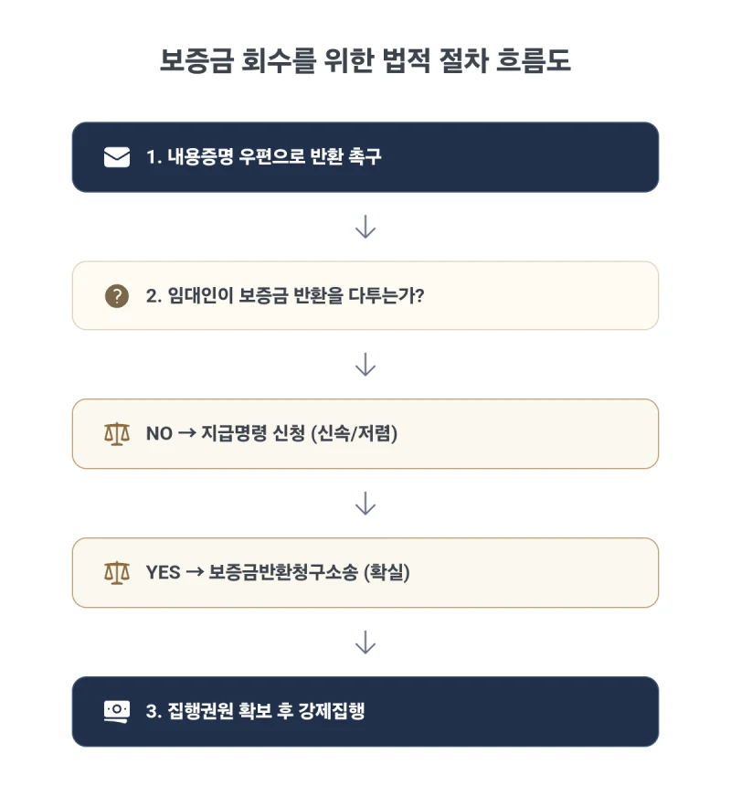 보증금 회수 어떻게 하나요? 전세보증금 반환 분쟁, 계약 만료 후 돈 못 받을 때 법무사가 알려주는 보증금 회수 절차. 광교법무사 김무관 도표 8