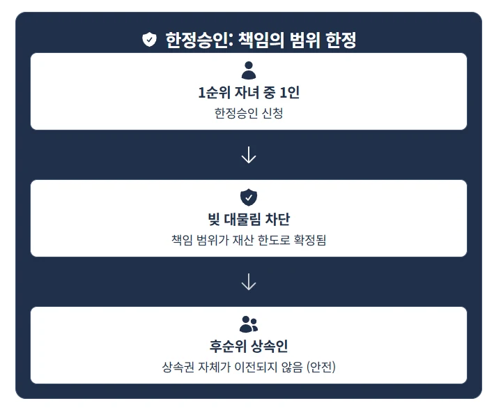 [충격] 상속포기했는데 빚 폭탄이 사촌에게? 친척에게 채무가 넘어가는 위험을 완벽히 차단하는 '한정승인'의 핵심 정리 도표 3