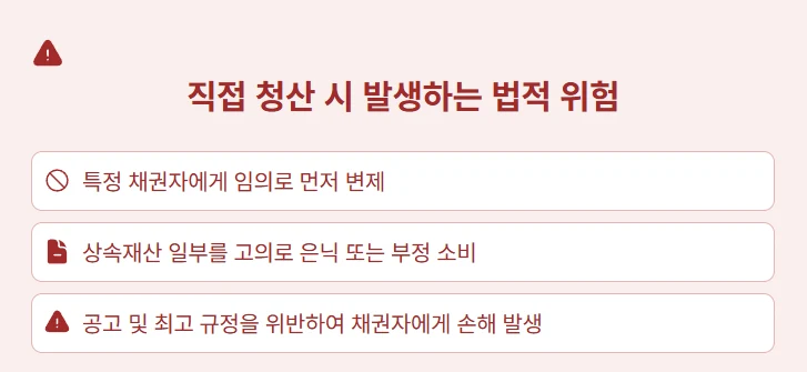 상속재산 청산, 파산이 가장 안전한 이유 : 한정승인 후 복잡한 청산 절차, 단순승인 위험 없이 파산관재인에게 맡기는 법 도표 6