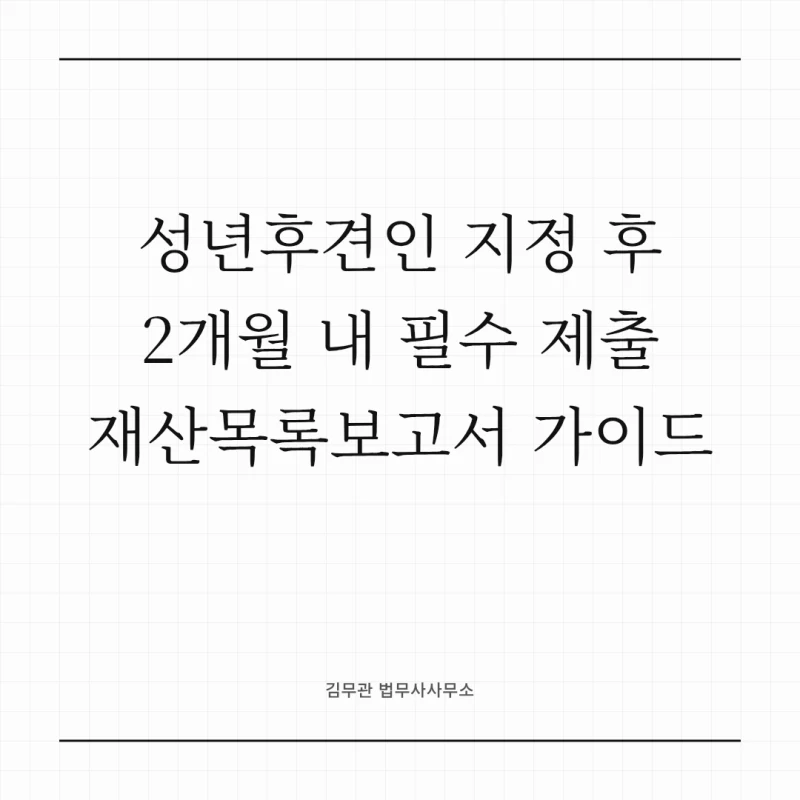 법원 재산목록보고서 제출, 성년후견인 지정 후 2개월 안에 놓치면 안 되는 준비 순서 도표 1