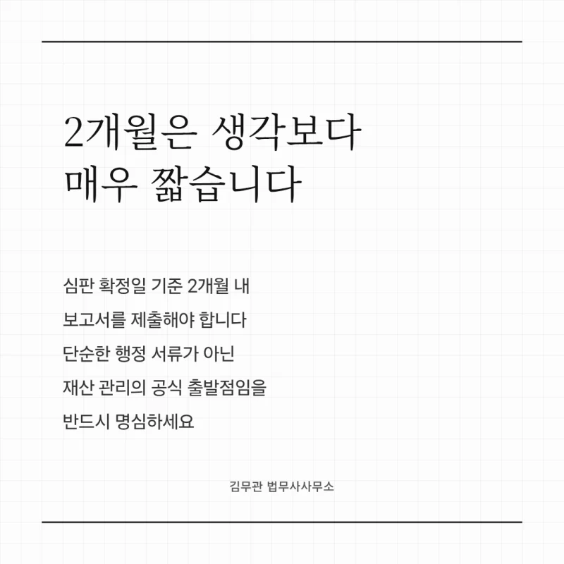 법원 재산목록보고서 제출, 성년후견인 지정 후 2개월 안에 놓치면 안 되는 준비 순서 도표 2